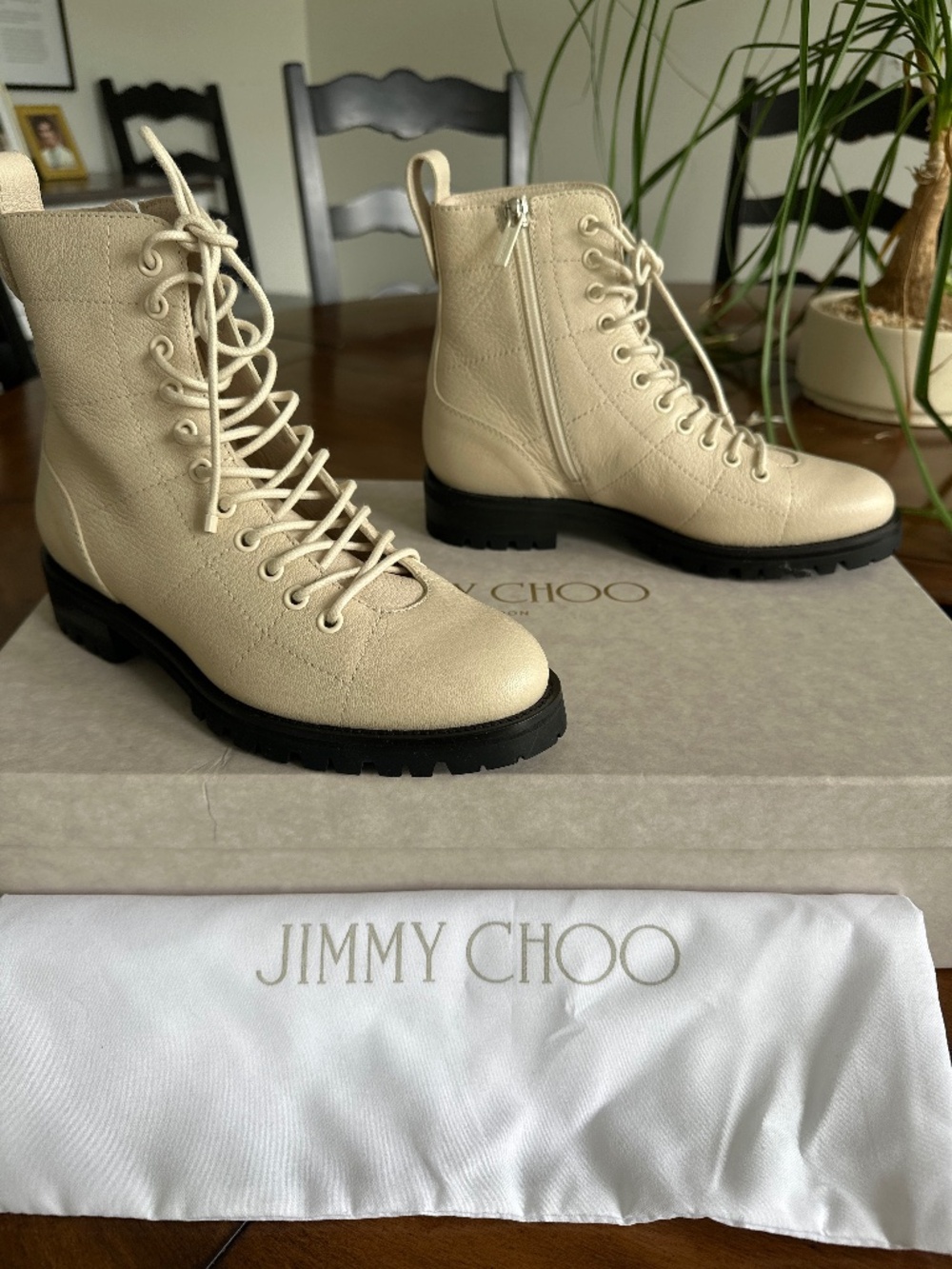 Jimmy Choo flat leather boot
